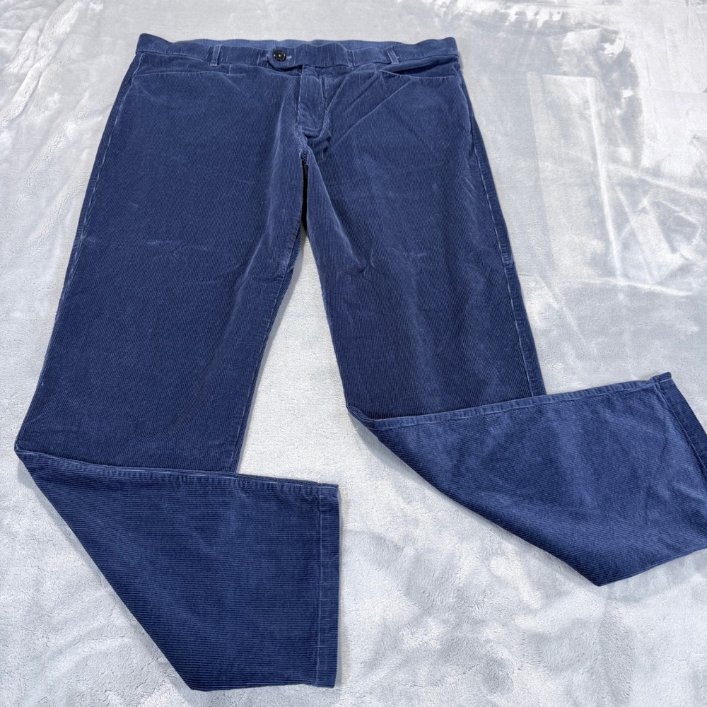 Greyson Mens Blue Fine Wale‎ Corduroy Pants Size 38x32 Stretch Cotton Trousers